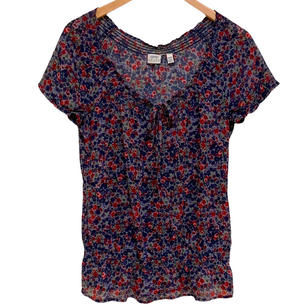 Floral Blouse/Esprit Peasant Blouse/Scoop Neck or Off the Shoulder/(S - Med)